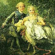 Francois-Hubert Drouais charles de france and his sister marie- adelaide oil painting artist